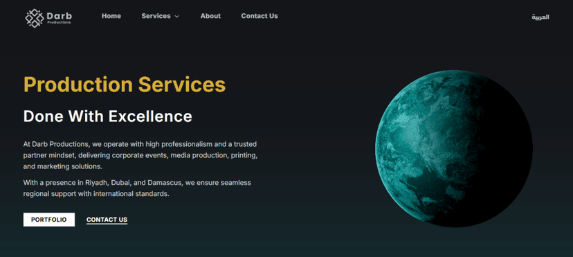 Productions landing page